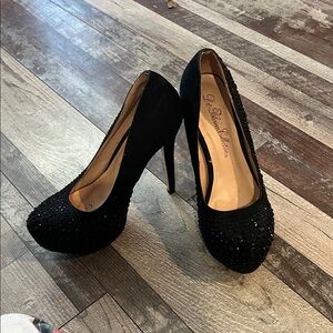 De Blossom Collection Black Studded Heels